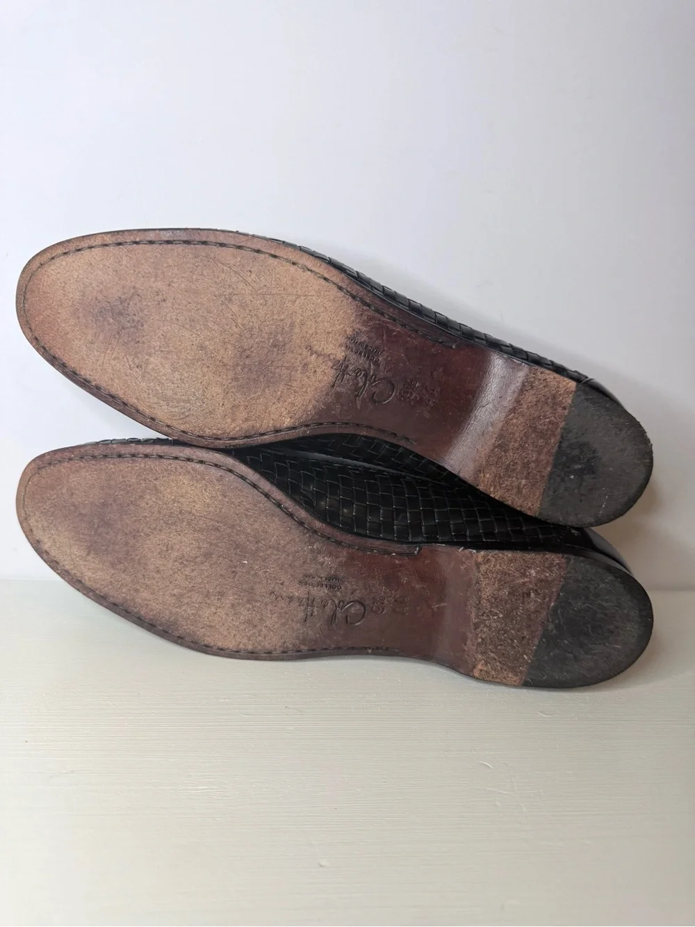 Cole Haan Black Woven Leather Tassel Loafers